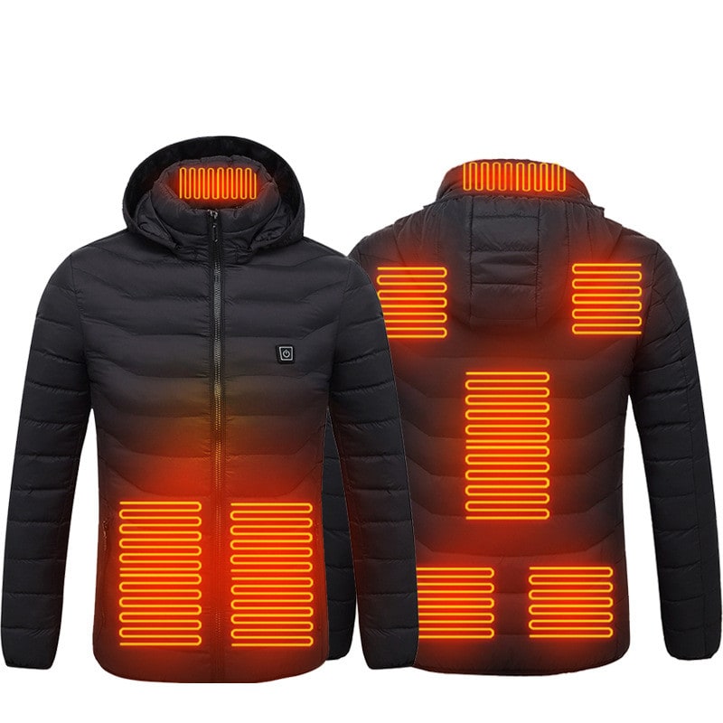 Men's Heated Puffer Jacket with Hood and Multiple Heat Zones Windbreaker - Image 6