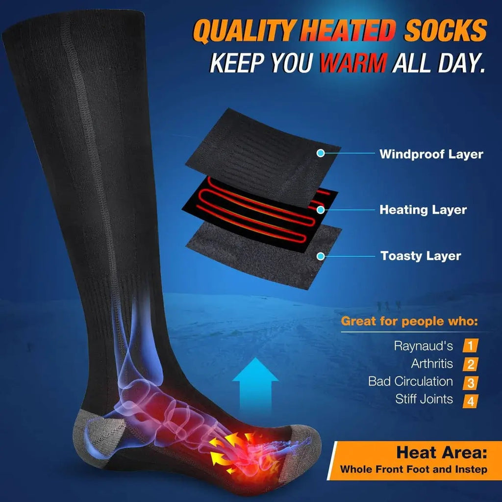 Men's Heated Socks for Winter Warm for Knee-High Ribbed Knit Thermal - Image 2