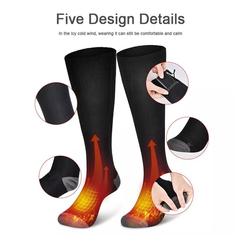 Men's Heated Socks for Winter Warm for Knee-High Ribbed Knit Thermal - Image 3