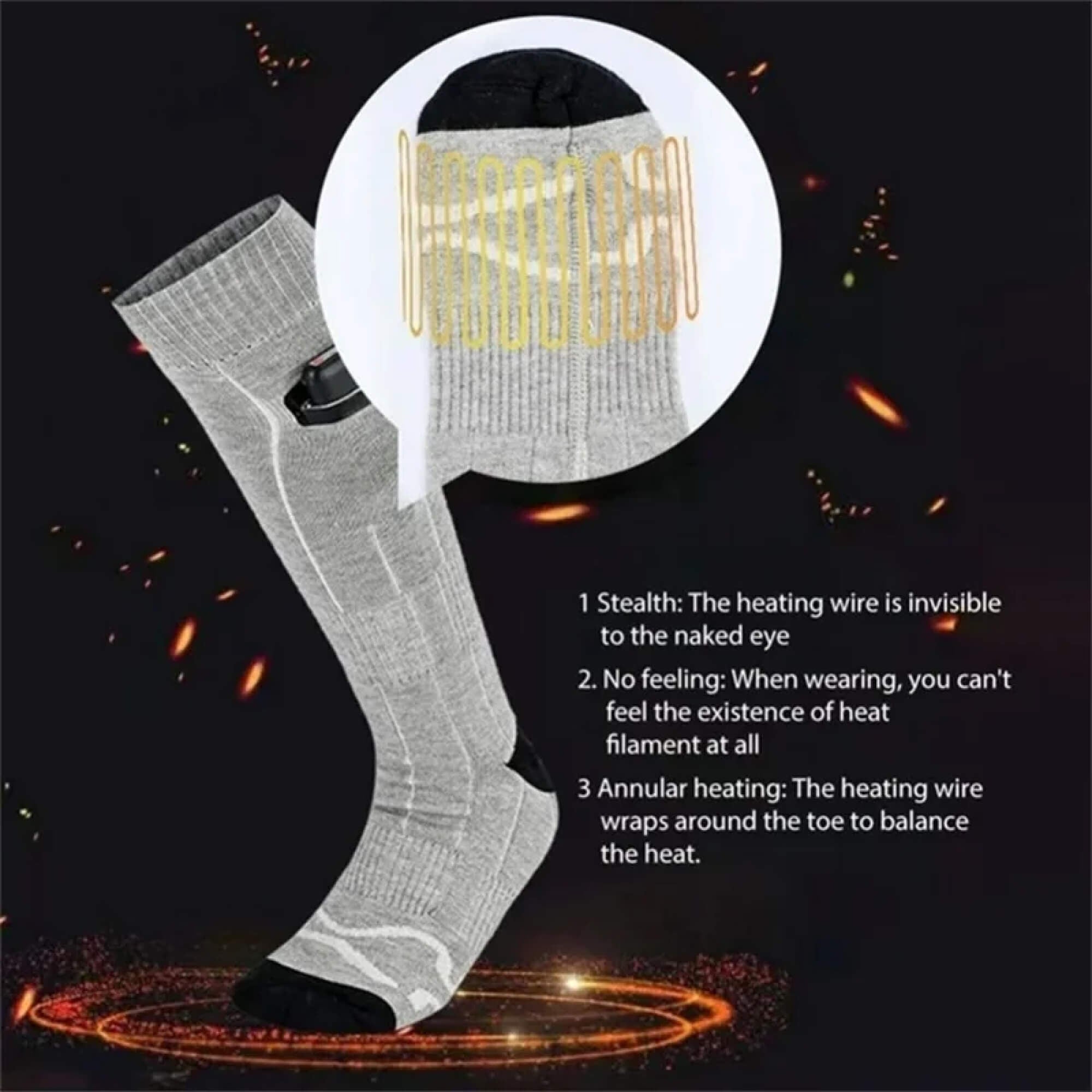 Men's Heated Socks for Winter Warm for Knee-High Ribbed Knit Thermal - Image 4