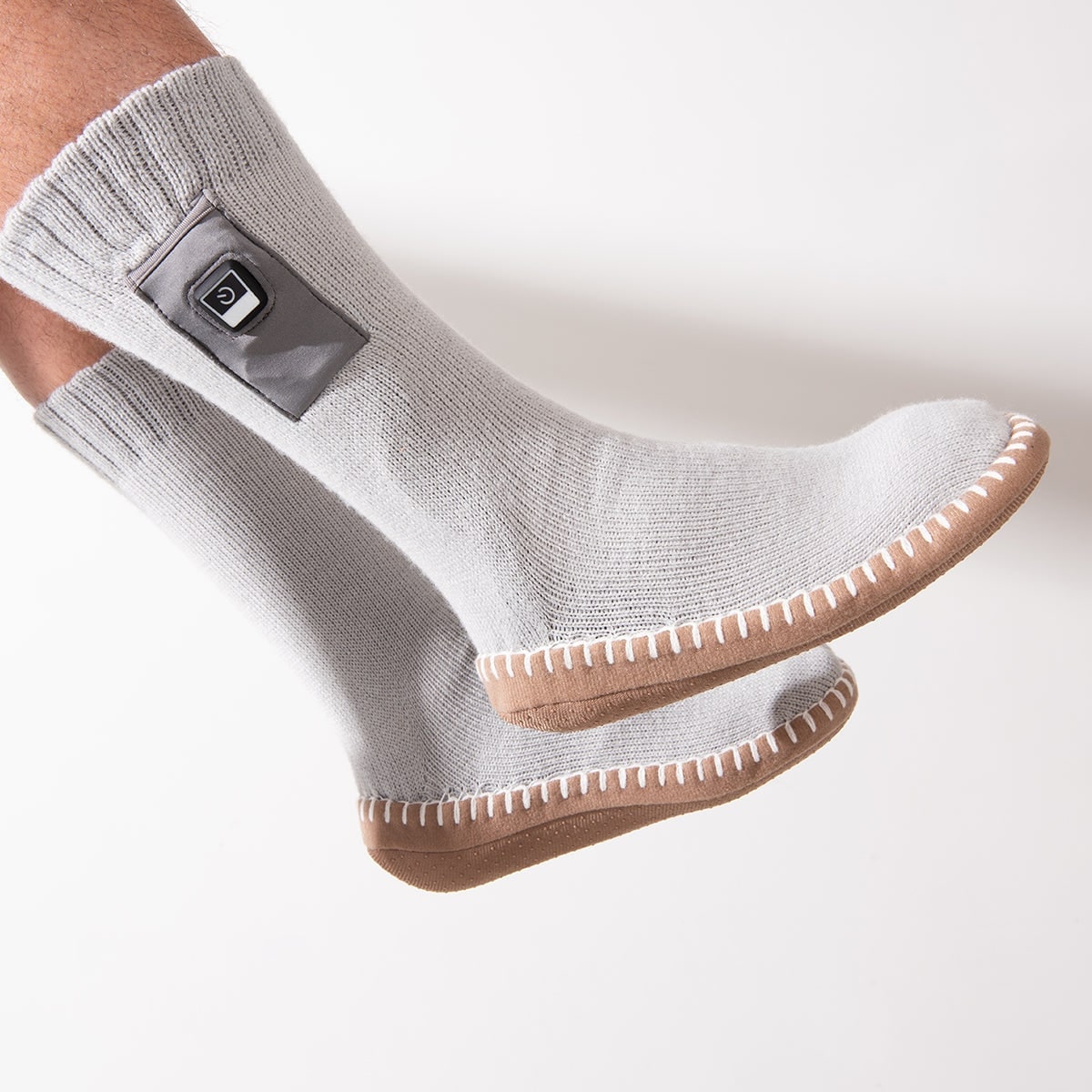 Men's Heated Socks Slipper with Rechargeable Battery Non-Slip Soles and Side Pockets - Image 2