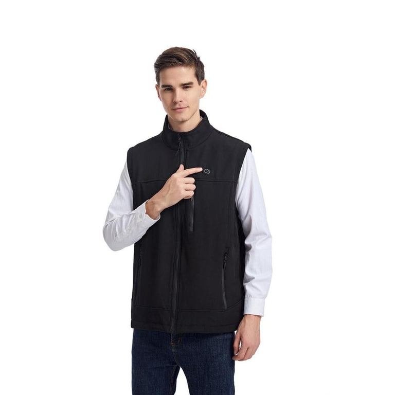 Men's Heated Vest with Stand Collar Full Zip and Rechargeable USB Power - Image 3