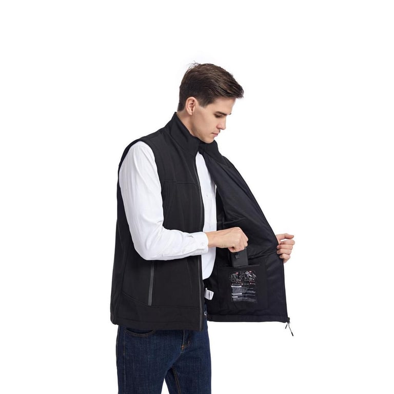 Men's Heated Vest with Stand Collar Full Zip and Rechargeable USB Power - Image 4