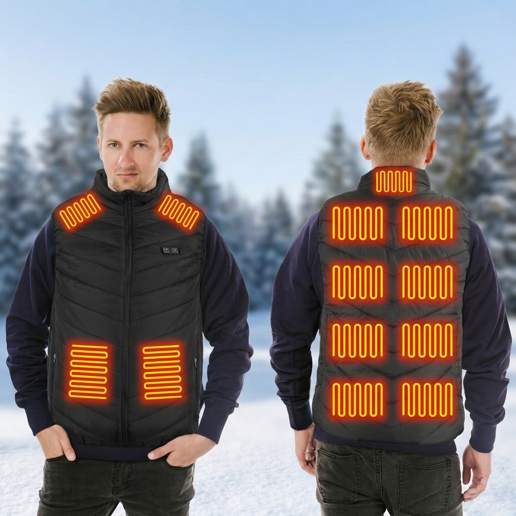 Men's Heated Vest with USB Rechargeable Battery Powered Puffer Stand Collar - Image 1