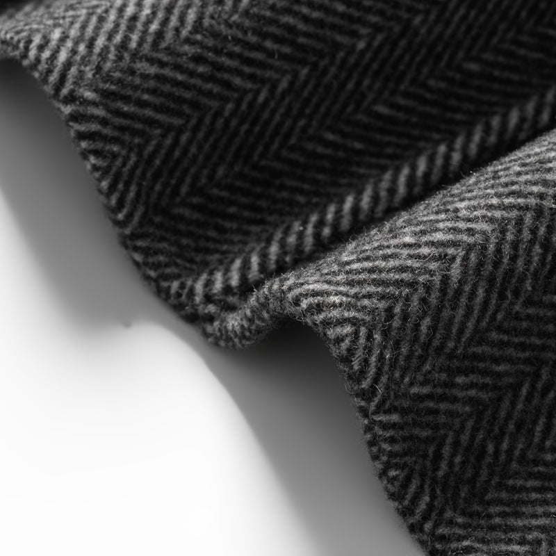 Men's Herringbone Blazer Jacket with Notched Lapel and Patch Pockets - Image 3