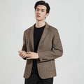 Men's Herringbone Blazer Jacket with Notched Lapel and Patch Pockets - Image 6