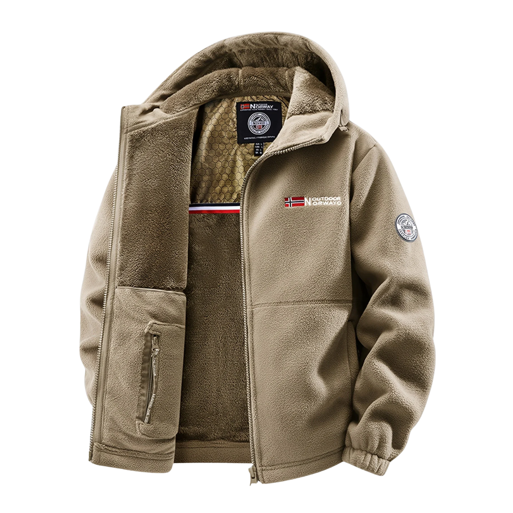 Men's Hooded Fleece Jacket with Plush Lining and Full Zip - Image 1