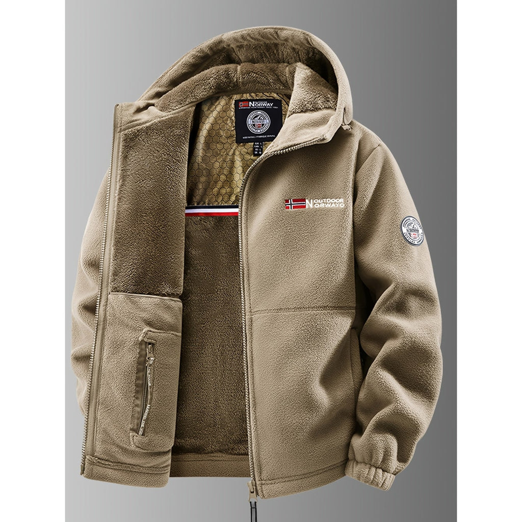 Men's Hooded Fleece Jacket with Plush Lining and Full Zip - Image 2