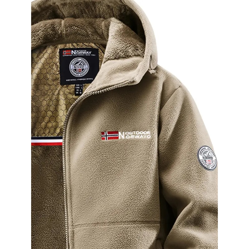 Men's Hooded Fleece Jacket with Plush Lining and Full Zip - Image 3
