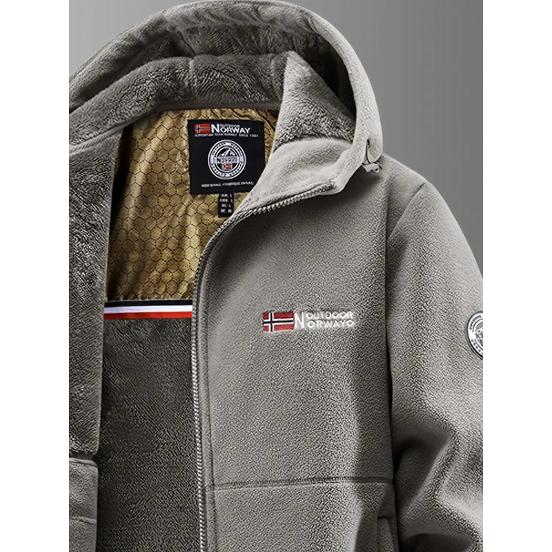 Men's Hooded Fleece Jacket with Plush Lining and Full Zip - Image 5