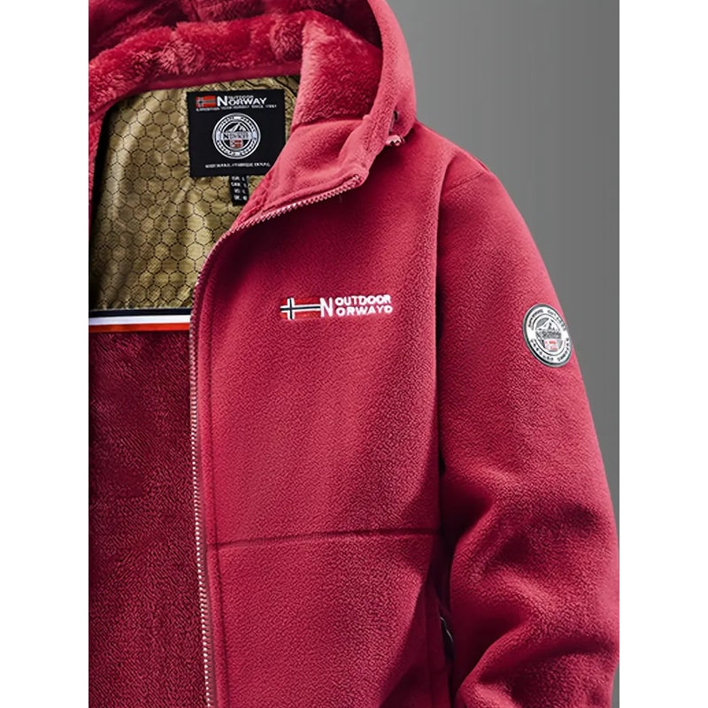 Men's Hooded Fleece Jacket with Plush Lining and Full Zip - Image 7
