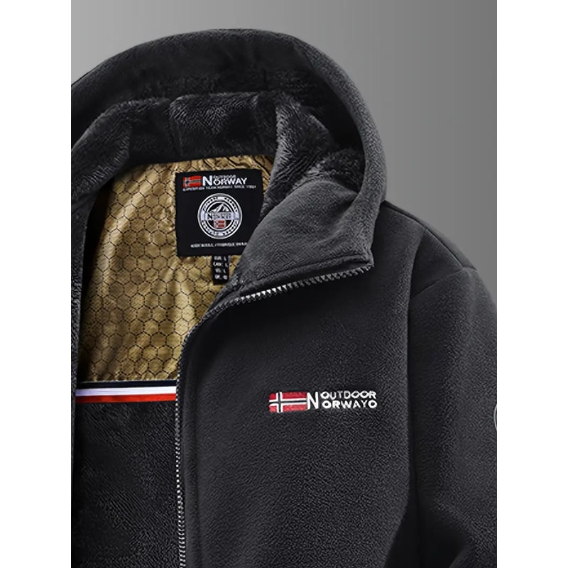 Men's Hooded Fleece Jacket with Plush Lining and Full Zip - Image 9