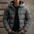 Men's Hooded Puffer Jacket with Quilted Insulation and Zip Pockets - Image 3