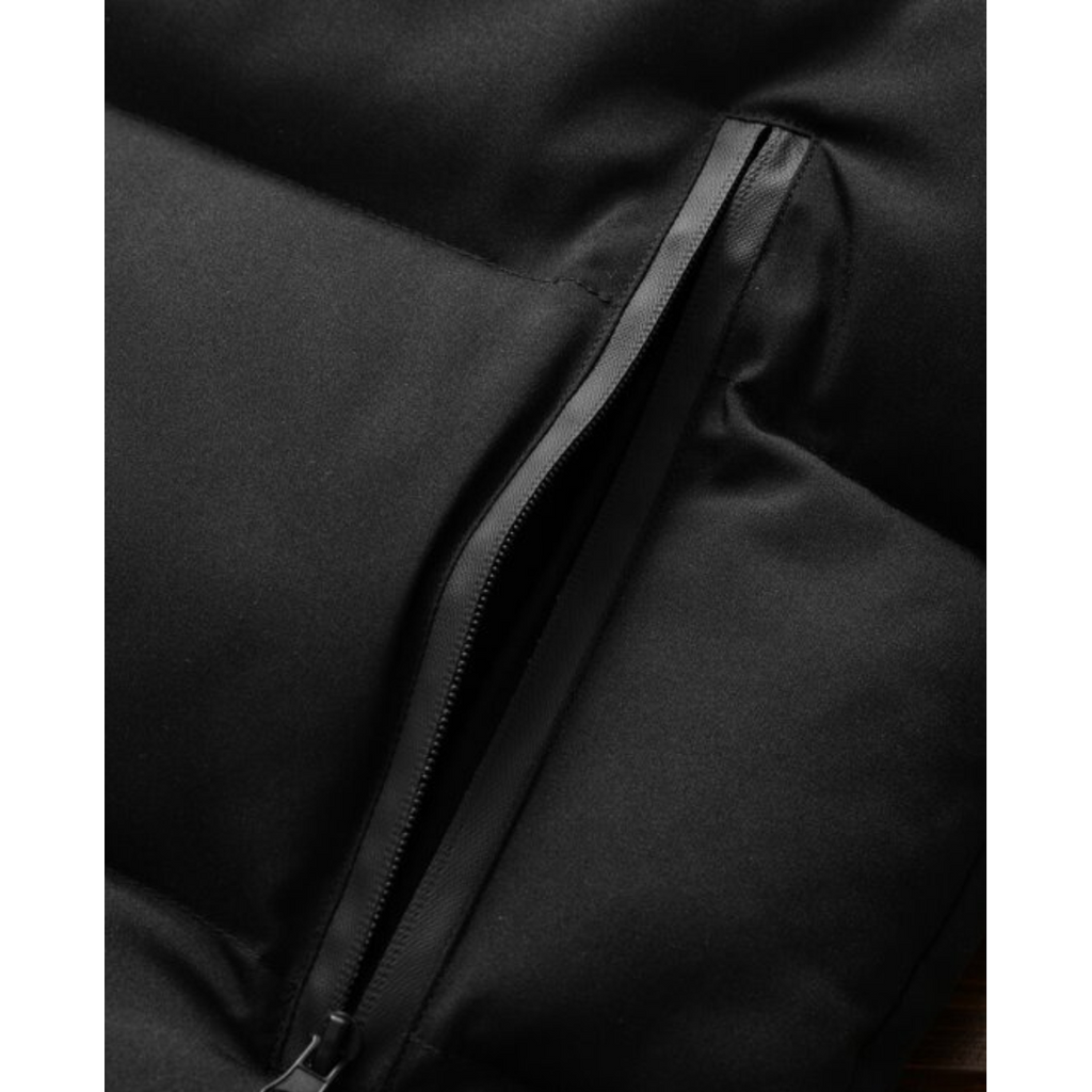 Men's Hooded Quilted Puffer Vest with Water-Resistant Zippers and High Collar - Image 2