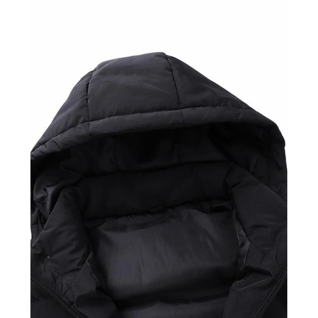 Men's Hooded Quilted Puffer Vest with Water-Resistant Zippers and High Collar - Image 3
