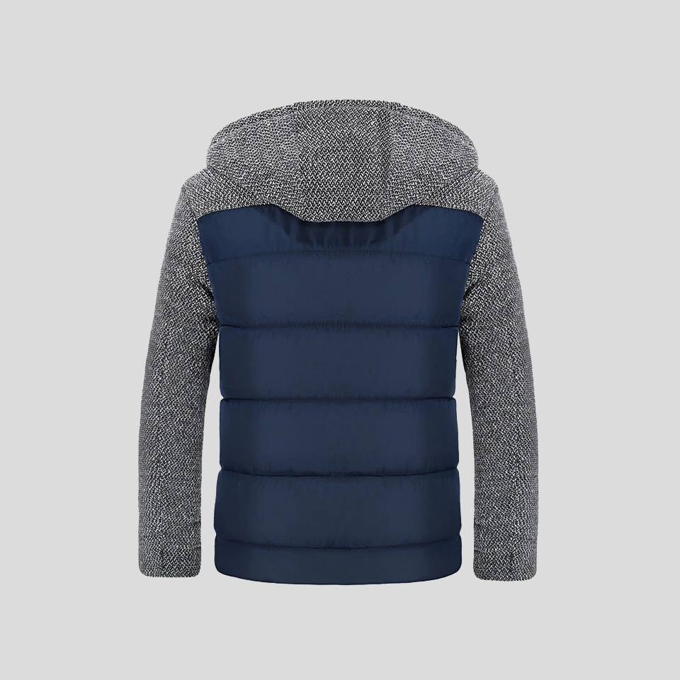Men's Hybrid Puffer Jacket with Quilted Body and Knit Sleeves - Image 4