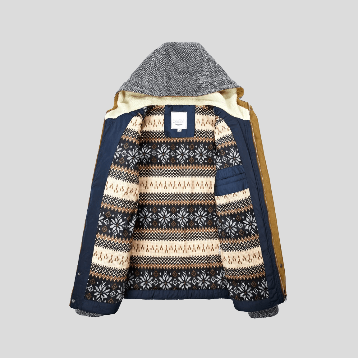 Men's Hybrid Puffer Jacket with Quilted Body and Knit Sleeves - Image 5