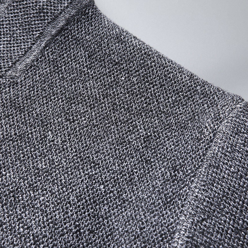 Men's Knit Cardigan Jacket with Stand Collar and Two Button Front - Image 8