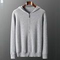 Men's Knit Zip Up Hoodie Sweater with Ribbed Cuffs and Full Closure - Image 1