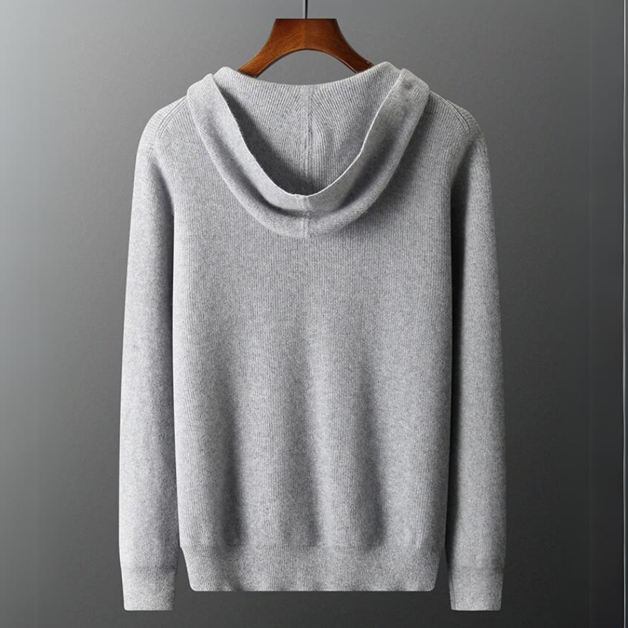 Men's Knit Zip Up Hoodie Sweater with Ribbed Cuffs and Full Closure - Image 2