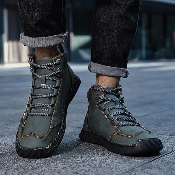 Men's Lace Up Ankle Boots Casual Waterproof Walking with Contrast Stitching - Image 12