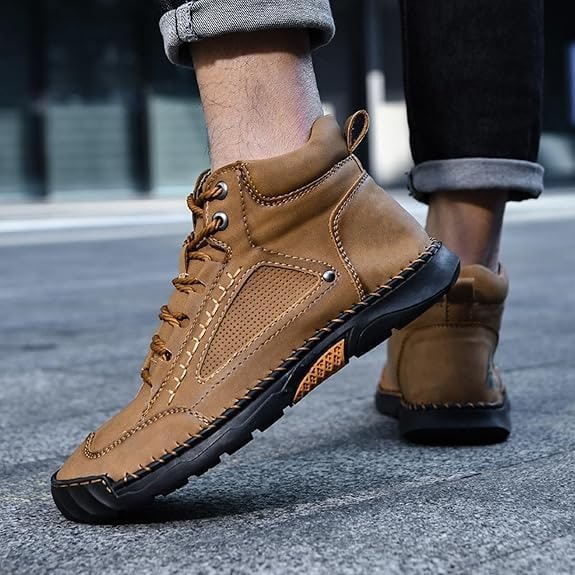 Men's Lace Up Ankle Boots Casual Waterproof Walking with Contrast Stitching - Image 5