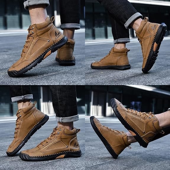 Men's Lace Up Ankle Boots Casual Waterproof Walking with Contrast Stitching - Image 6