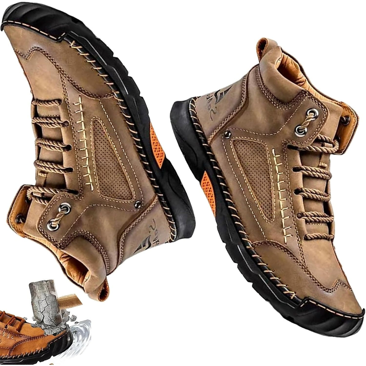 Men's Lace Up Ankle Boots Casual Waterproof Walking with Contrast Stitching - Image 8