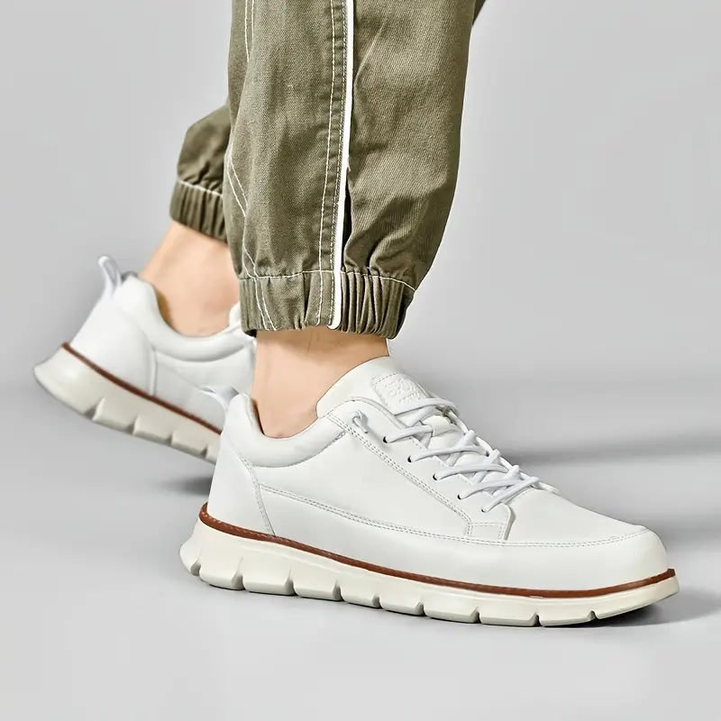 Men's Leather Sneakers Casual Low Top Work Shoe with Lace Up Closure - Image 13