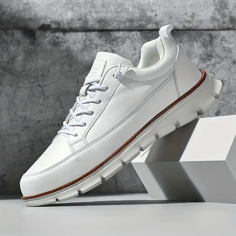 Men's Leather Sneakers Casual Low Top Work Shoe with Lace Up Closure - Image 4