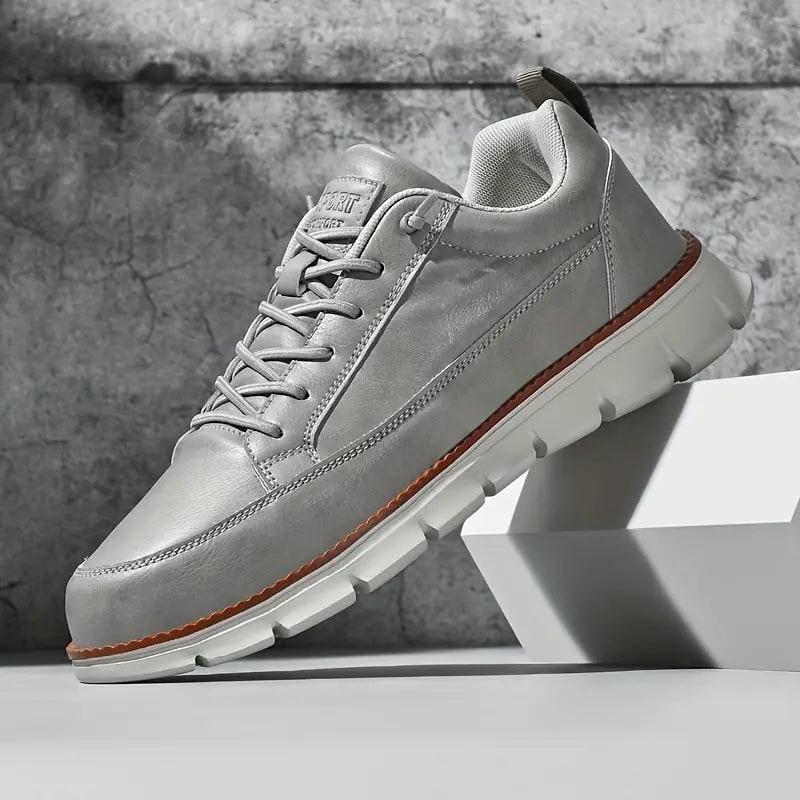 Men's Leather Sneakers Casual Low Top Work Shoe with Lace Up Closure - Image 6