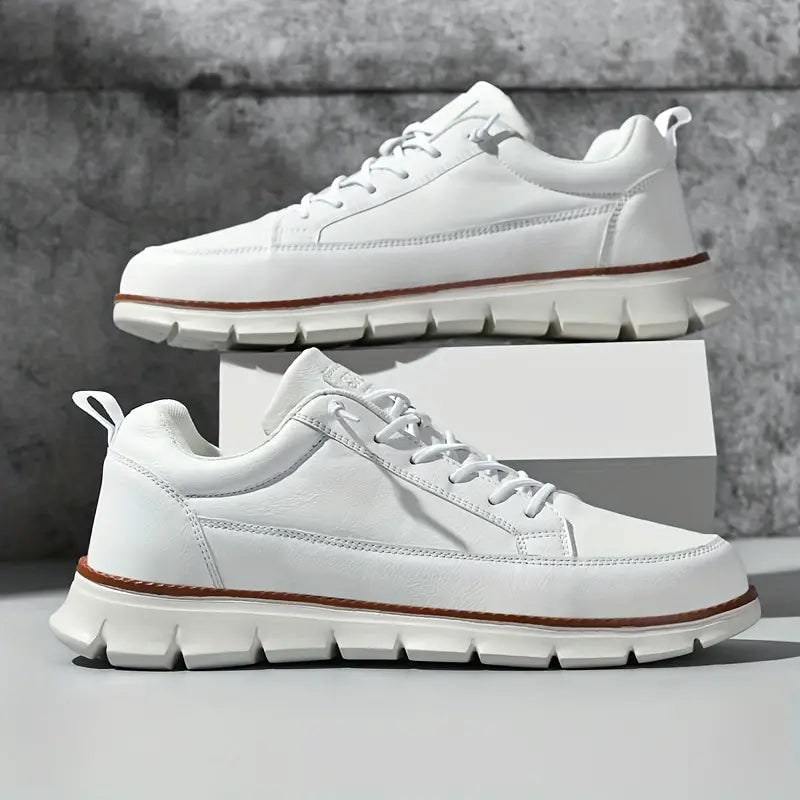 Men's Leather Sneakers Casual Low Top Work Shoe with Lace Up Closure - Image 7