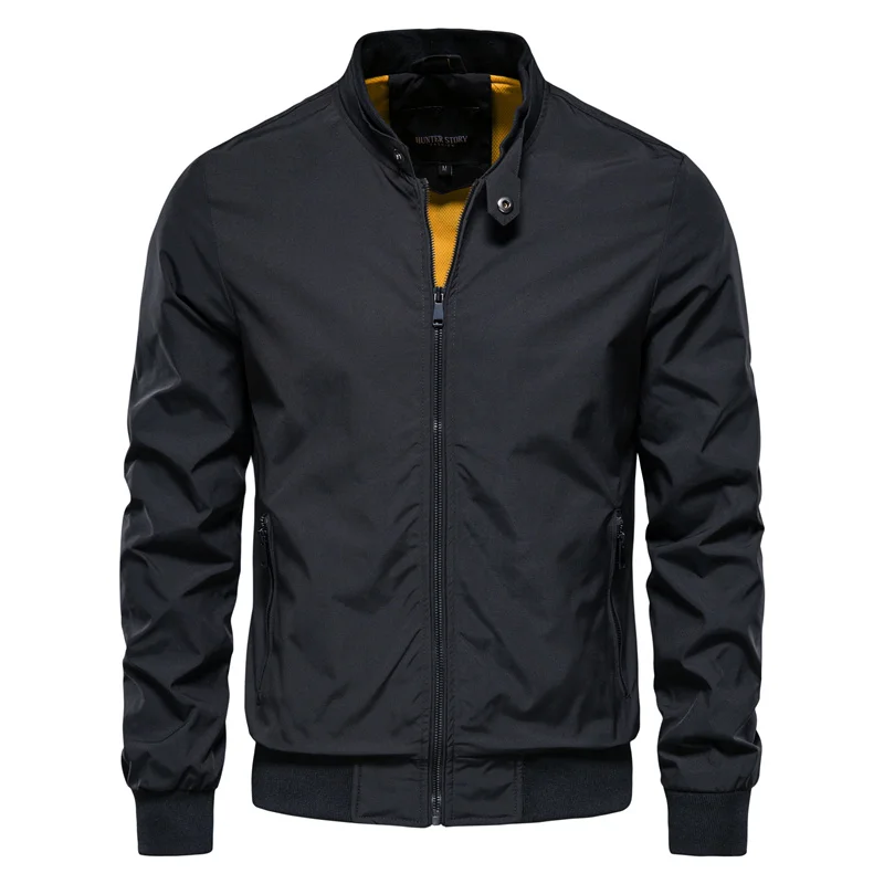 Men's Lightweight Bomber Jacket with Stand Collar and Ribbed Knit Cuffs - Image 1