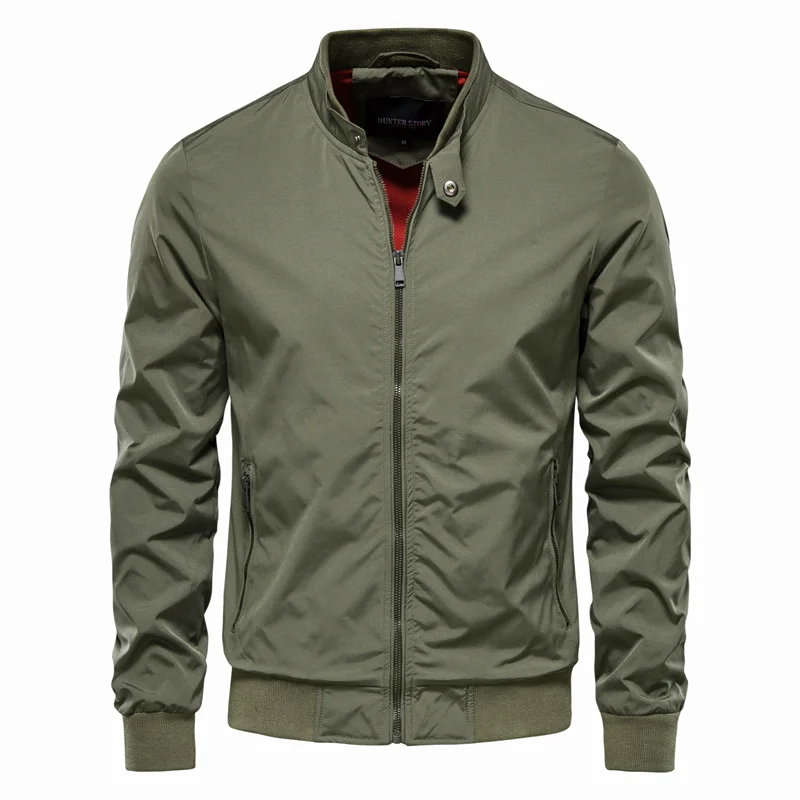 Men's Lightweight Bomber Jacket with Stand Collar and Ribbed Knit Cuffs - Image 5