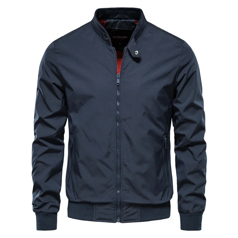 Men's Lightweight Bomber Jacket with Stand Collar and Ribbed Knit Cuffs - Image 6
