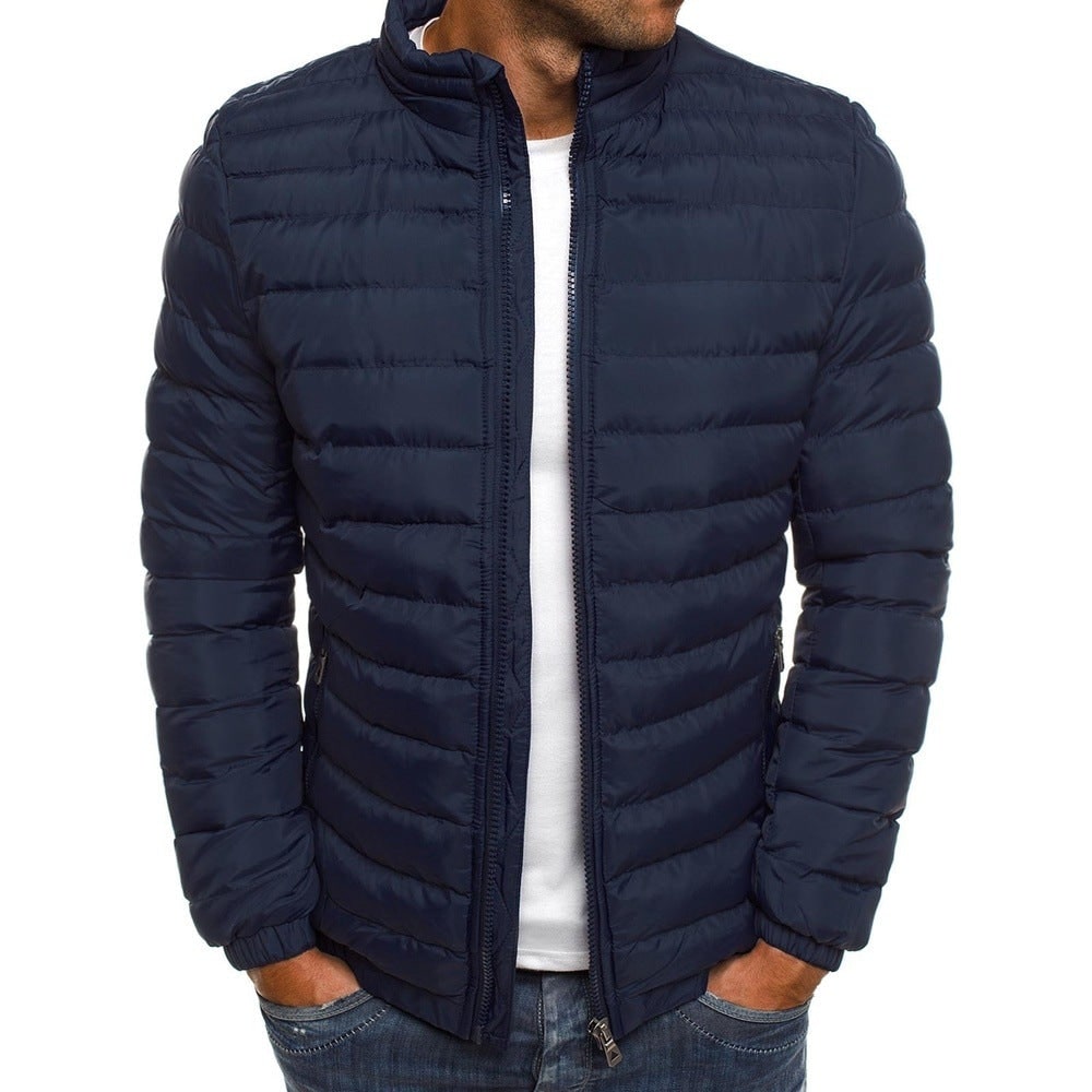 Men's Lightweight Puffer Quilted Jacket with Stand Collar - Image 4