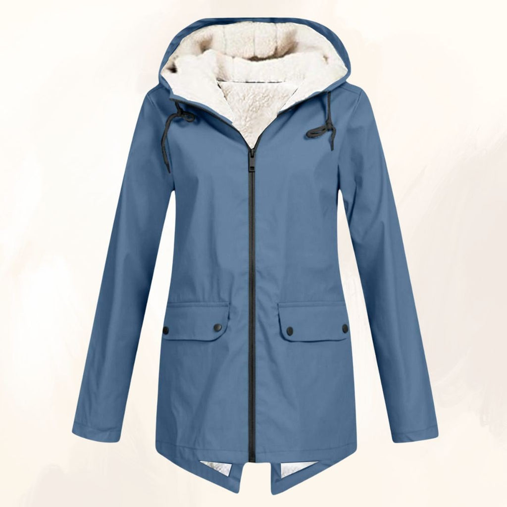 Men's Lined Rain Jacket with Fleece Hood and Waterproof Fishtail Raincoat - Image 1