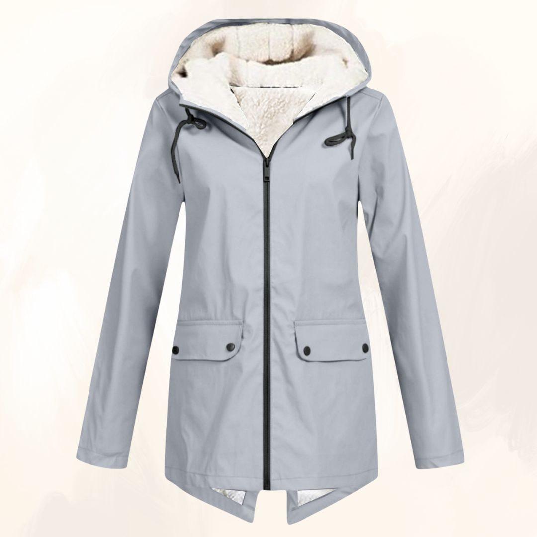 Men's Lined Rain Jacket with Fleece Hood and Waterproof Fishtail Raincoat - Image 4