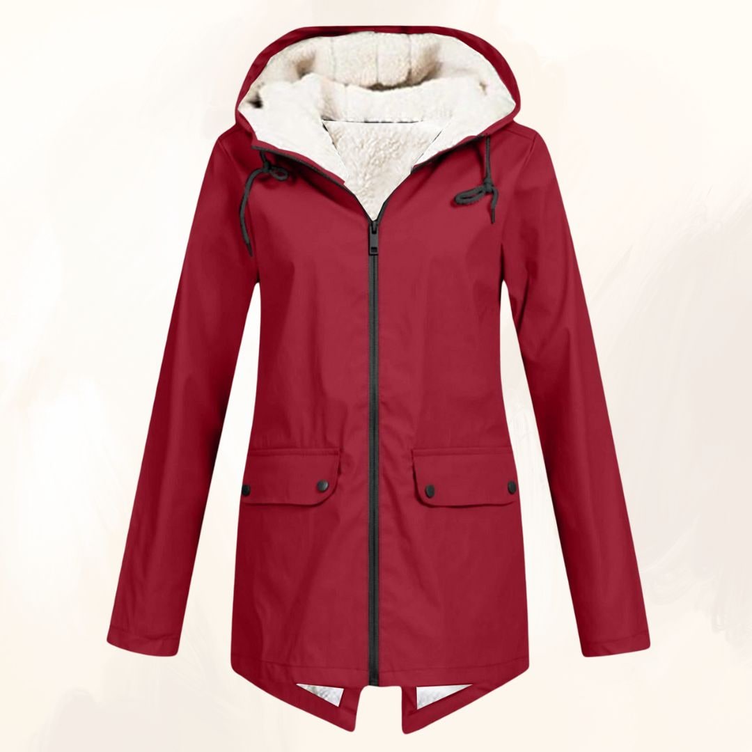 Men's Lined Rain Jacket with Fleece Hood and Waterproof Fishtail Raincoat - Image 5