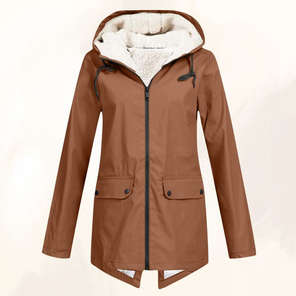 Men's Lined Rain Jacket with Fleece Hood and Waterproof Fishtail Raincoat - Image 7