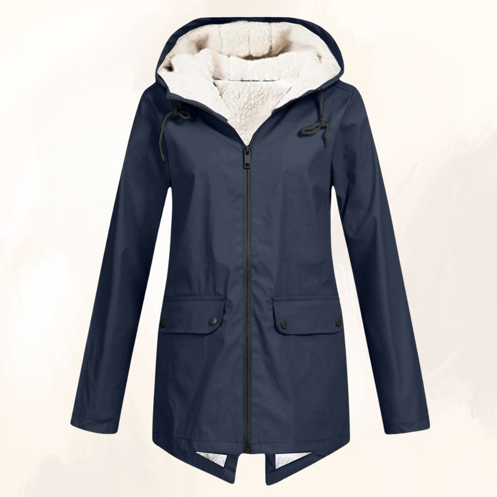 Men's Lined Rain Jacket with Fleece Hood and Waterproof Fishtail Raincoat - Image 8