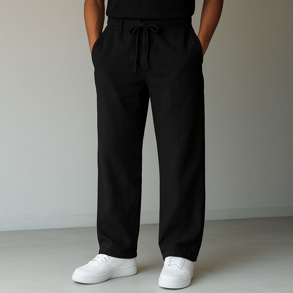 Men's Linen Drawstring Pants with Relaxed Fit and Deep Pockets - Image 2