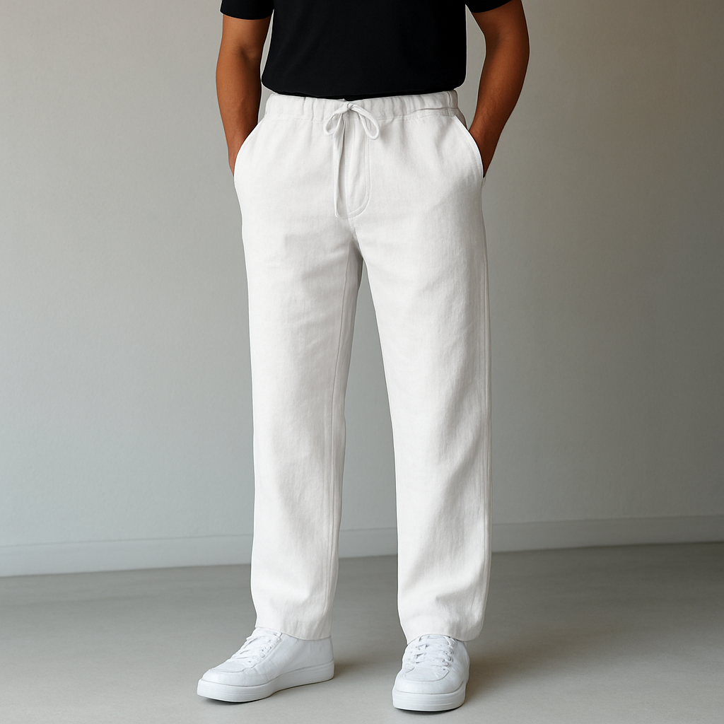 Men's Linen Drawstring Pants with Relaxed Fit and Deep Pockets - Image 4