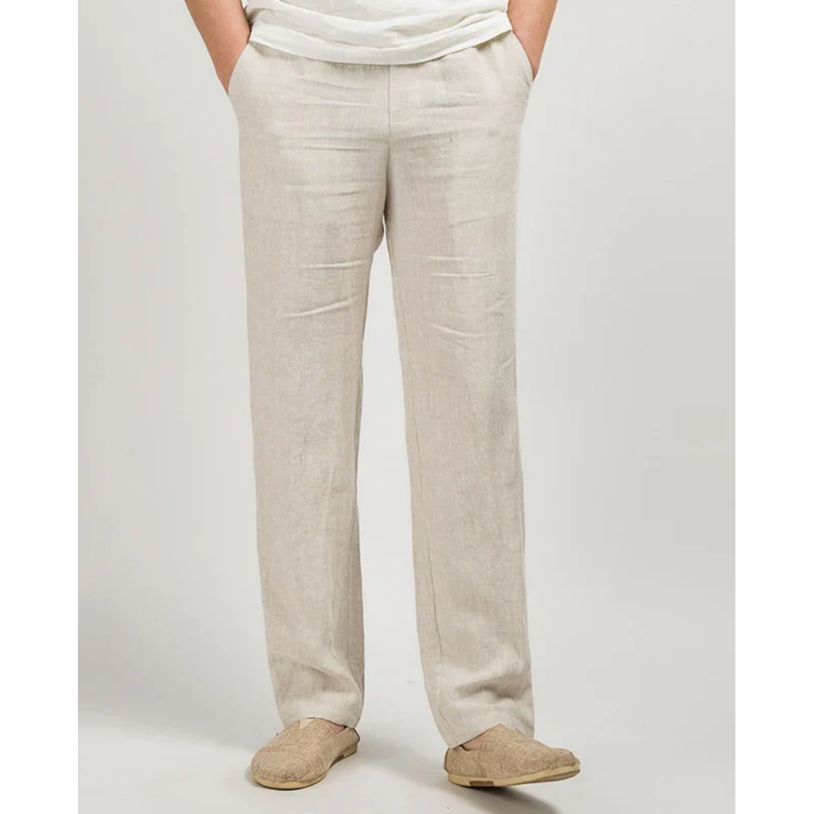 Men's Linen Pants Relaxed Fit Straight Leg Trousers - Image 1