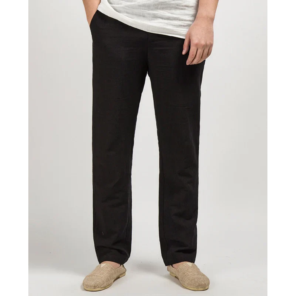 Men's Linen Pants Relaxed Fit Straight Leg Trousers - Image 2
