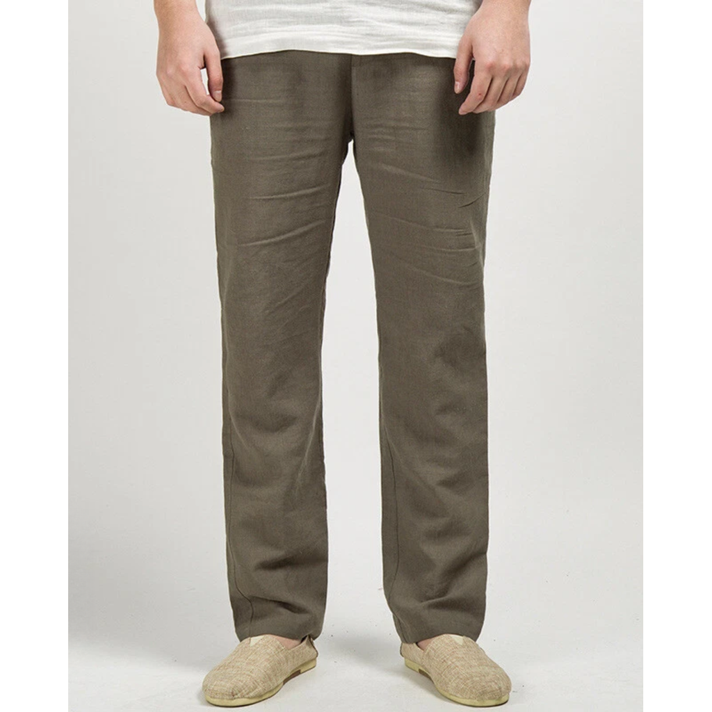 Men's Linen Pants Relaxed Fit Straight Leg Trousers - Image 5
