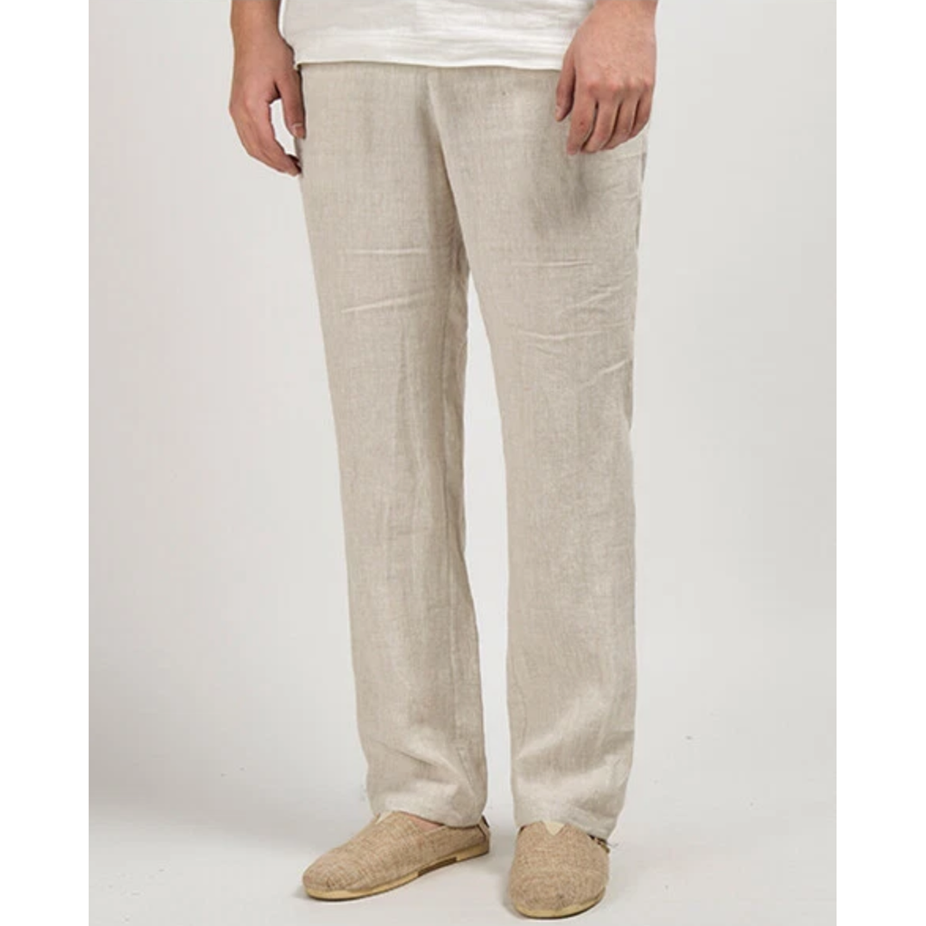 Men's Linen Pants Relaxed Fit Straight Leg Trousers - Image 7