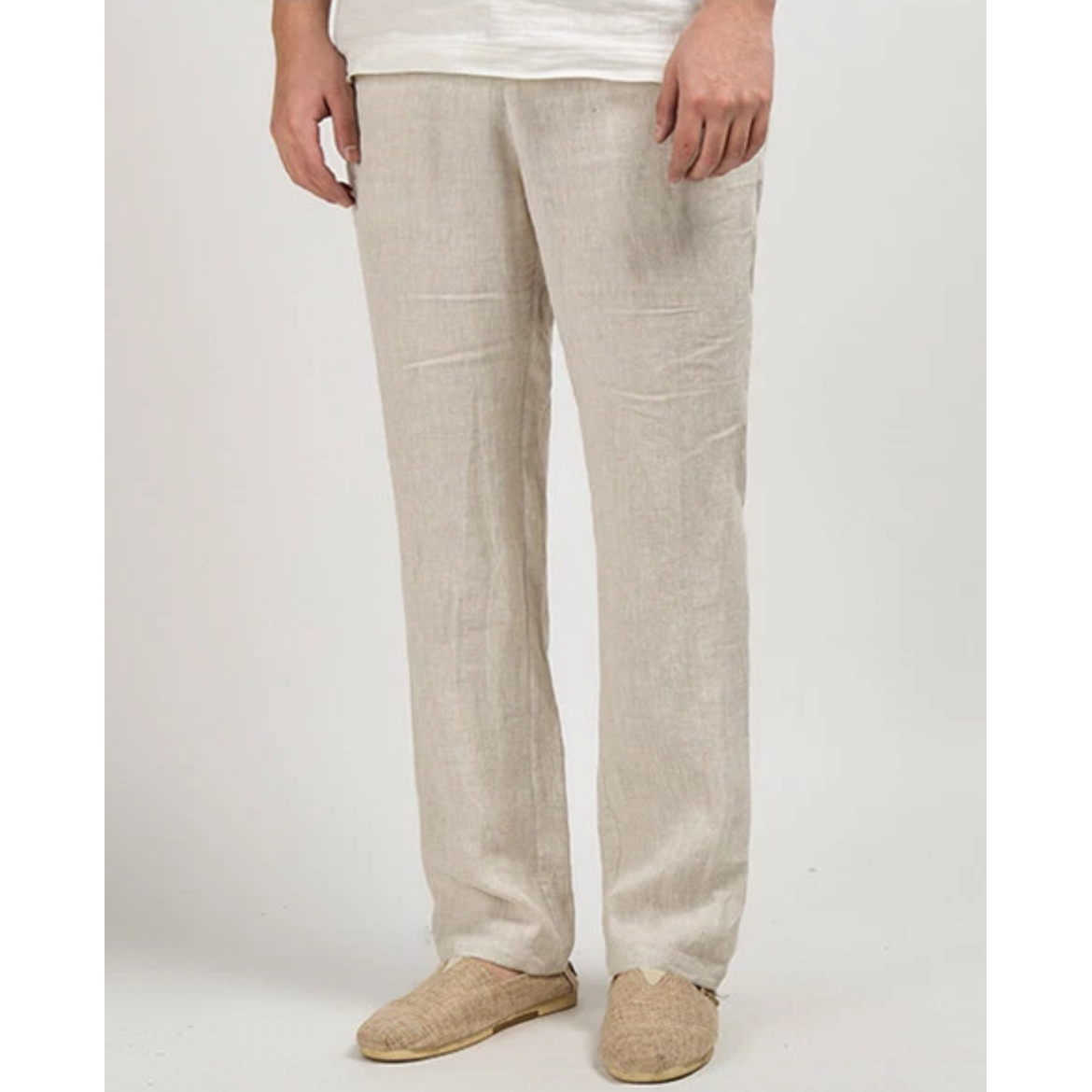 Men's Linen Pants Relaxed Fit Straight Leg Trousers - Image 7
