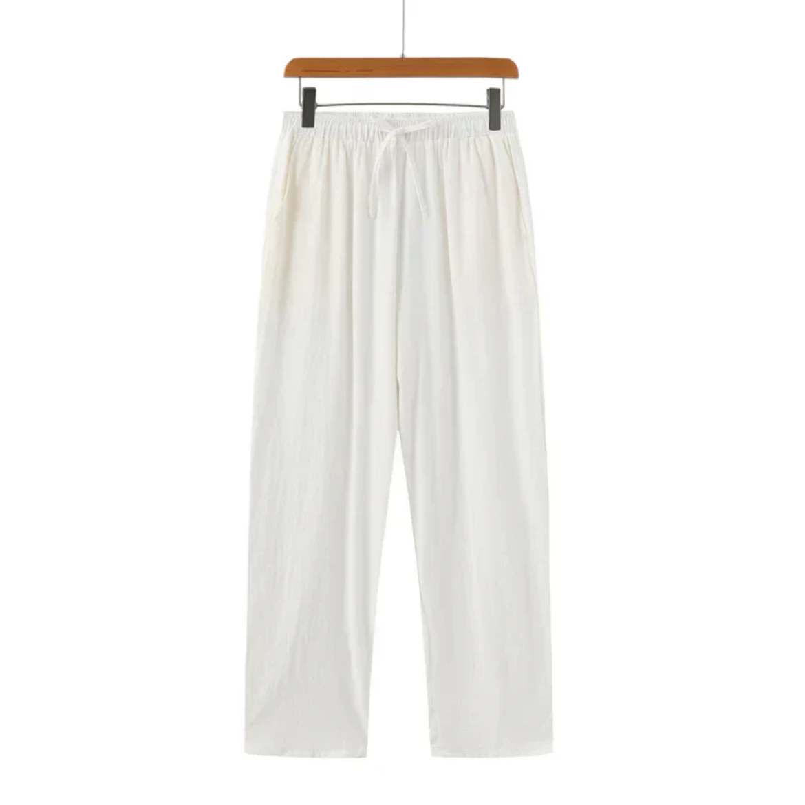 Men's Linen Pants Relaxed Fit Straight Leg Trousers - Image 9