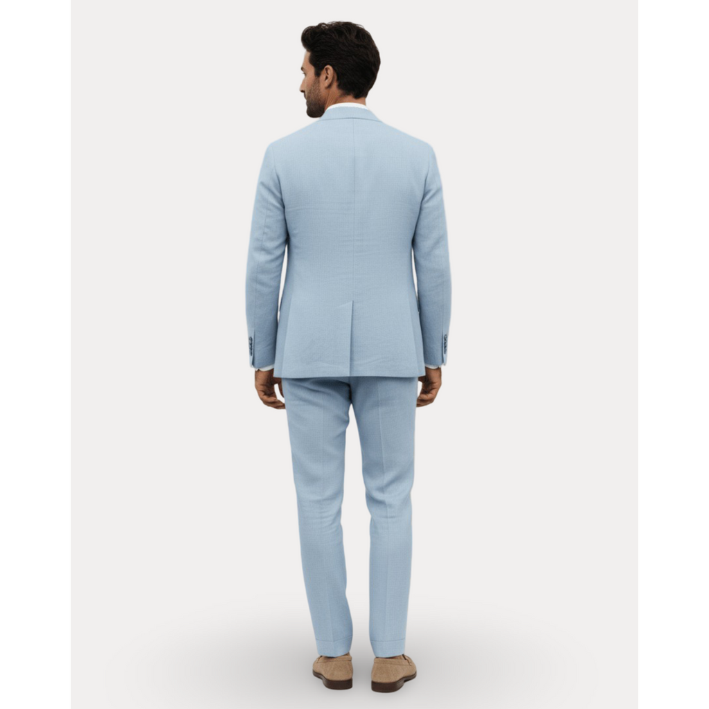 Men's Linen Slim Fit Summer Suit with Two-Button Blazer and Notched Lapels - Image 5